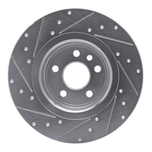 Land Rover Range Rover Evoque Brake Rotor (1) - Rear Right - R1 Concepts - Drilled & Slotted - Silver - `16-`19